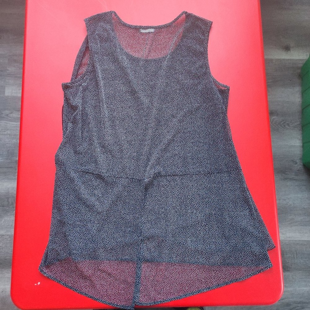 Zoe polka dot grey lightweight dress women's size L